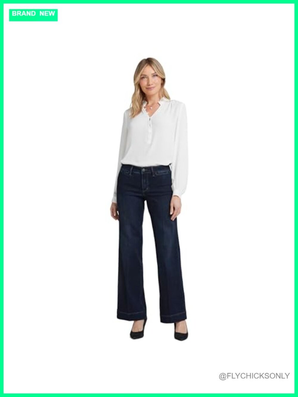 NYDJ Teresa Trouser Jeans High Rise Wide Leg Ankle Women's
